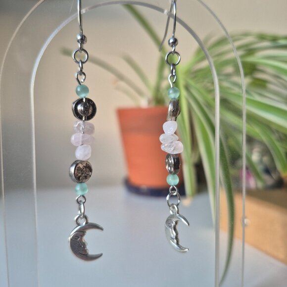 Rose Quartz Celestial Earrings - Picture 6 of 7